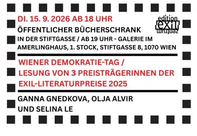 Wiener Demokratie-Tag / edition exil ist dabei! / Lesung von 3 Preisträgerinnen der exil-Literaturpreise 2025